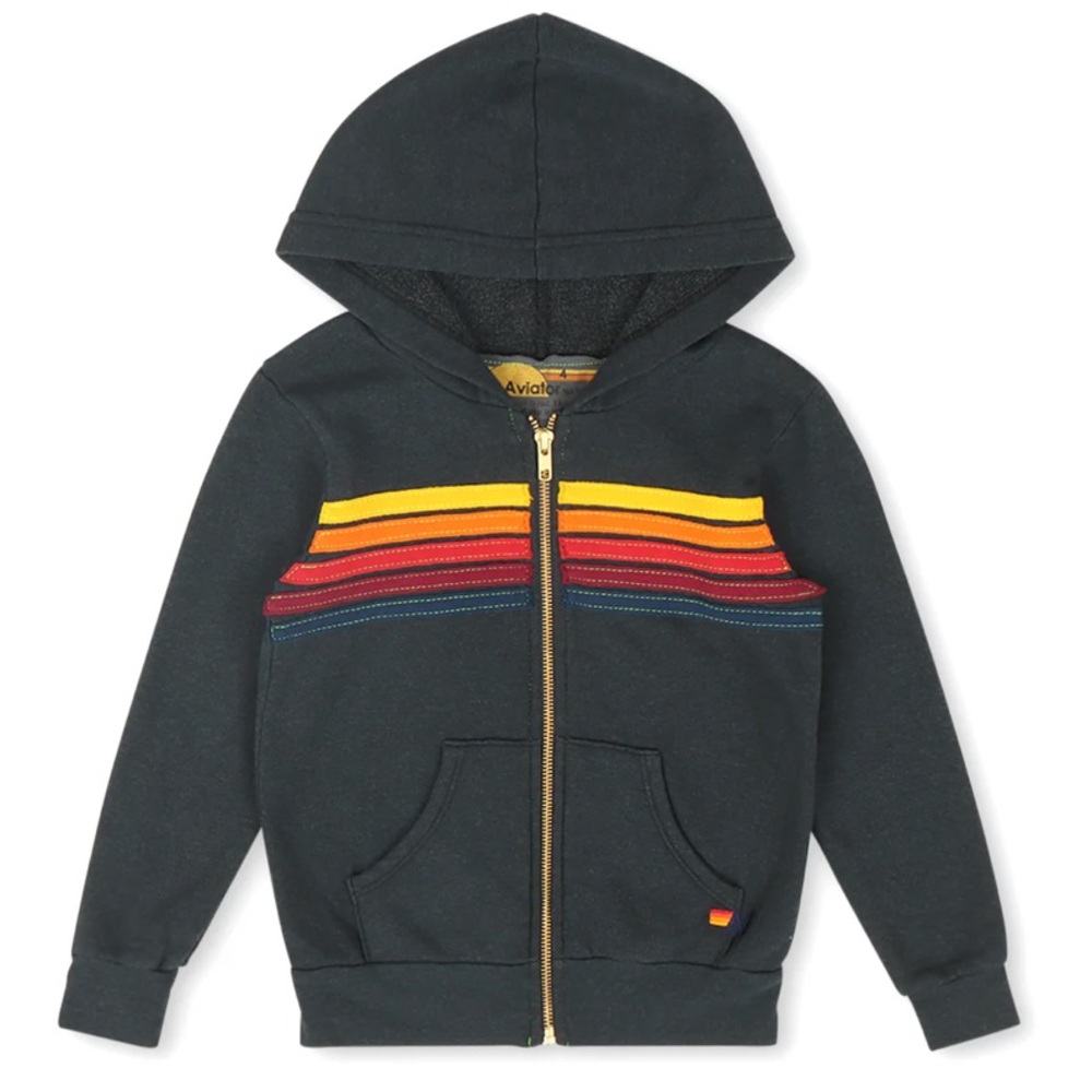 Aviator Nation 5 stripe hoodie in charcoal 6